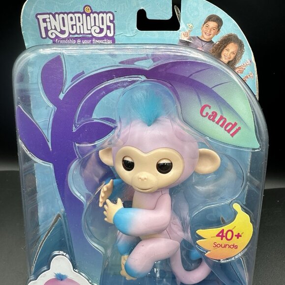 WowWee Fingerlings Baby Monkey Interactive Pet Candi Pink & Blue 40+ Sounds - Picture 3 of 10